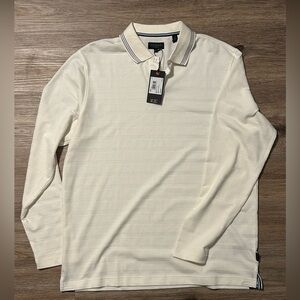 NWT Ted Baker Men's Cream Long Sleeve Polo Shirt Size L